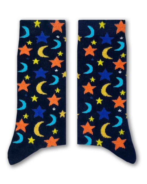 starry sky moon colors night navy socks