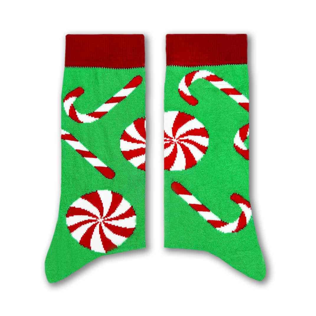 green sugar cane christmas socks