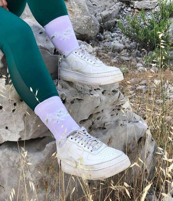 hiking purple jasmine long socks
